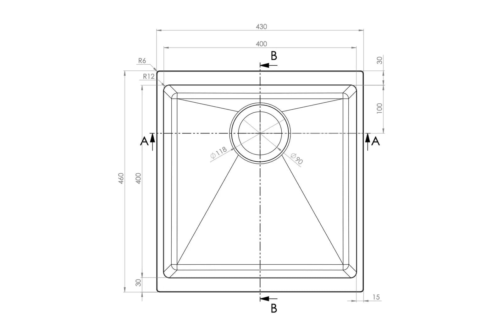 кухонная мойка TopZero Marina Graphite (430x460-55)