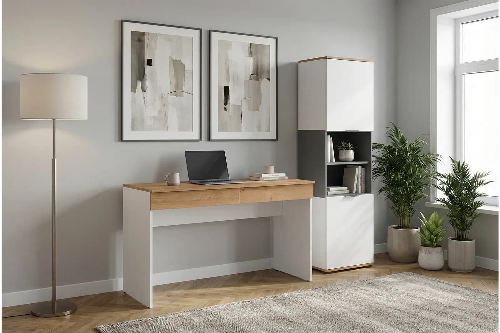 ПРАЙМ стол письменный в детскую (дуб крафт золотой/белый снег)