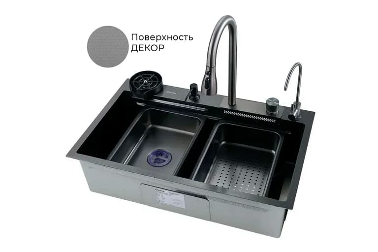 ARONA Кухонная мойка ARS 750.460 SET 3 BLACK DECOR