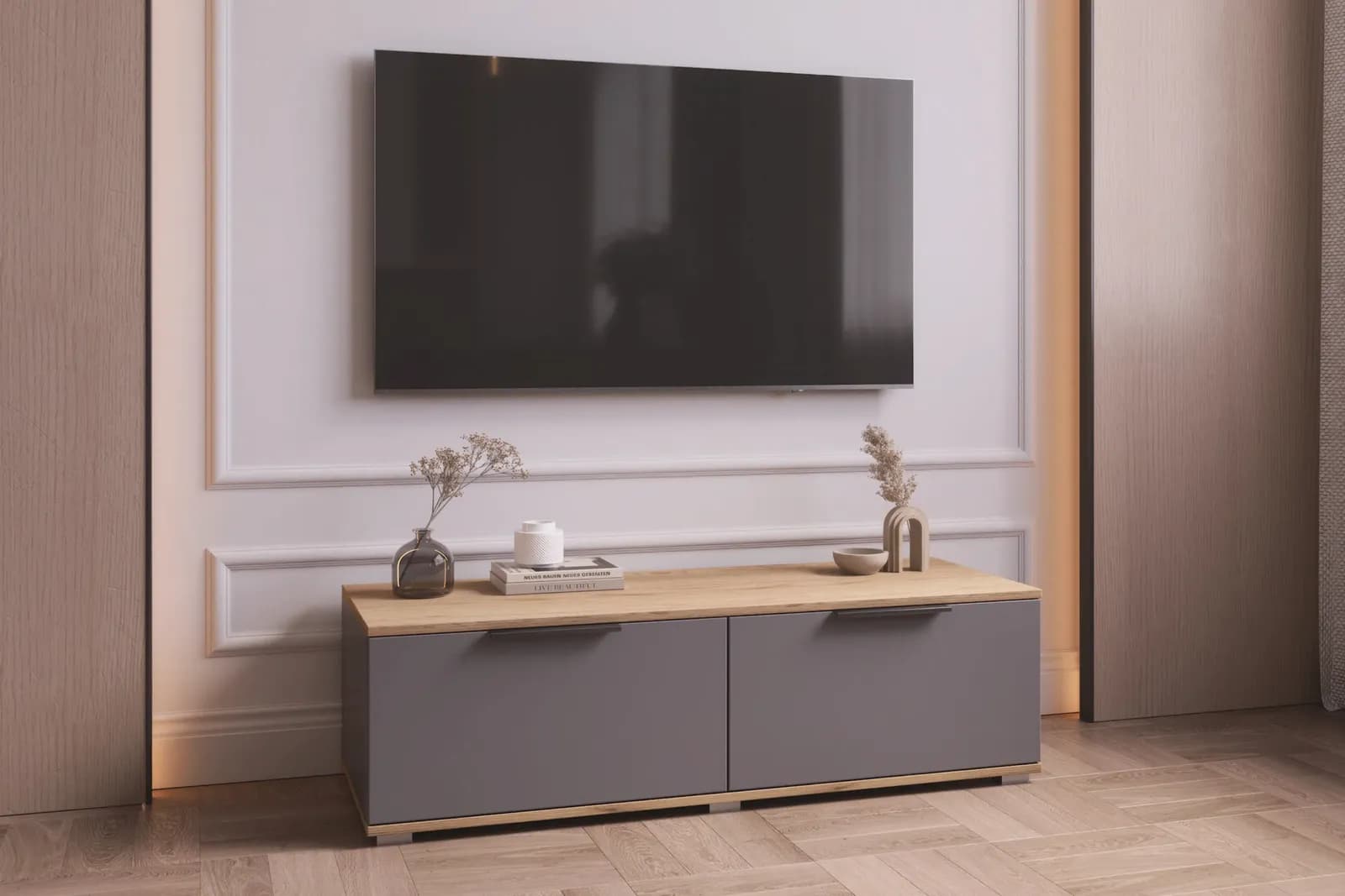 ПРАЙМ тумба 120×35 см (дуб крафт золотой/серый графит)