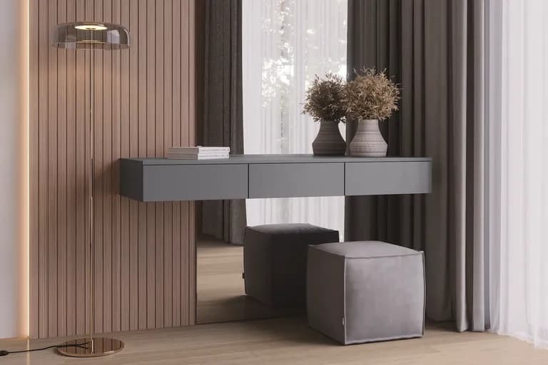 ПРАЙМ тумба подвесная 135×17 см (серый графит)